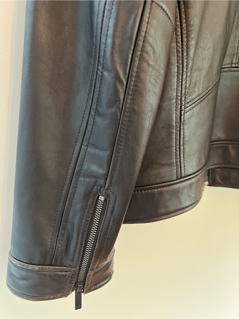Calvin Klein Men's Dark Brown Leather Bomber Jacket - Picture 4 of 8